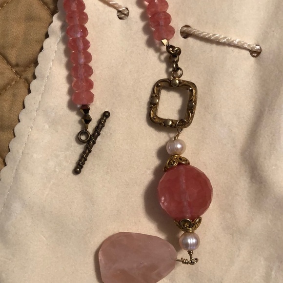 Pink Crystal/Rose Quartz Statement Necklace - Picture 7 of 12